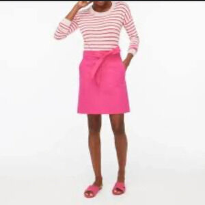 NWOT J. Crew Linen-Cotton Utility Skirt Crisp Begonia Size 8